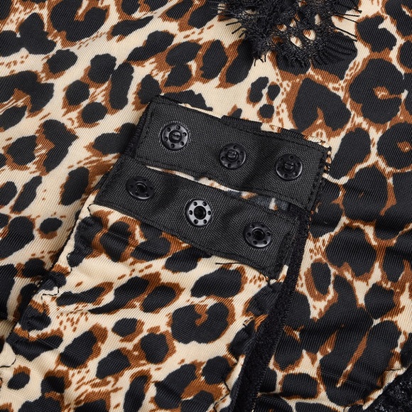 Sexy Leopard Lace Lingerie Animal Print Bodysuit - Picture 8 of 9